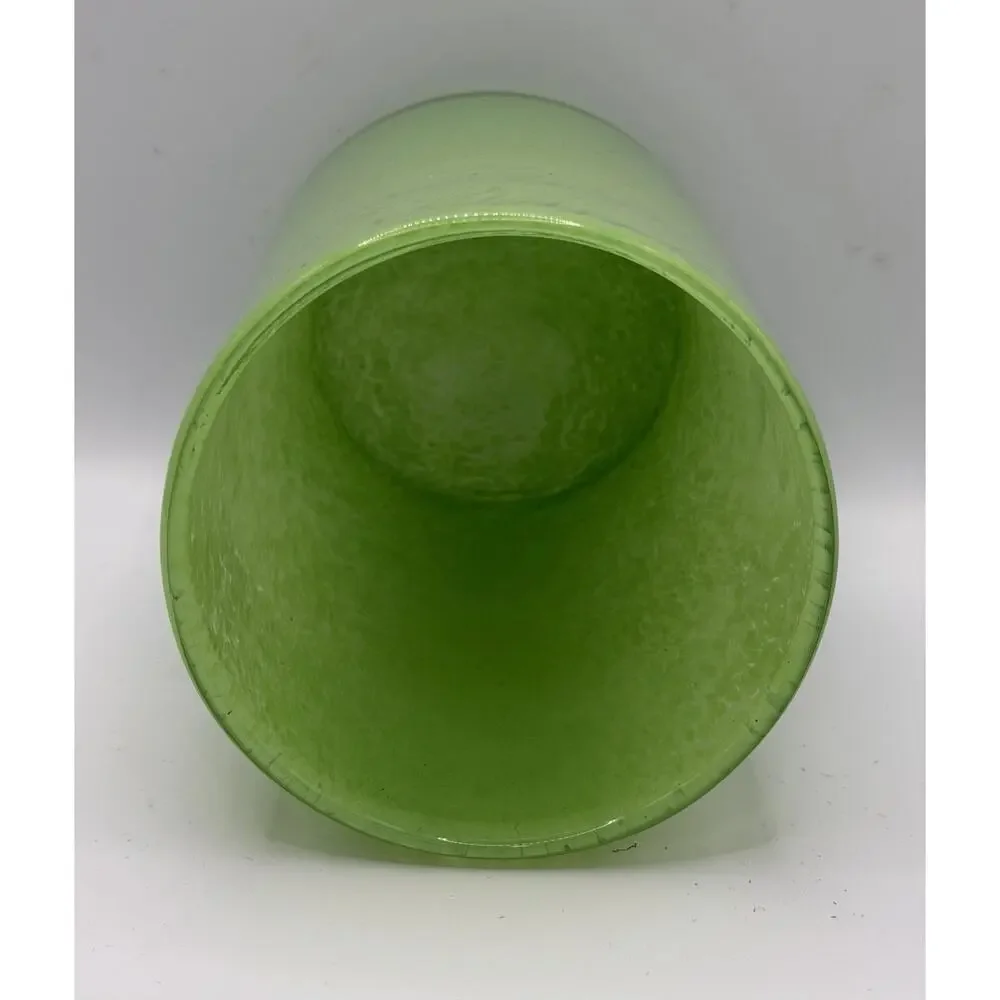 CYS Excel Hand Blown Frosted Seafoam Glass Vase Candle Holder 6”